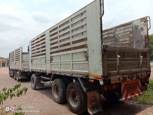 ขาย HINO 344 พ่วงแม่ลูก กระบะเหล็กสามมิตร ไม่ดั๊ม รถปี 56 รถมี 2 พ่วง