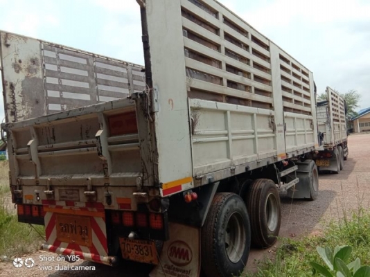 ขาย HINO 344 พ่วงแม่ลูก กระบะเหล็กสามมิตร ไม่ดั๊ม รถปี 56 รถมี 2 พ่วง