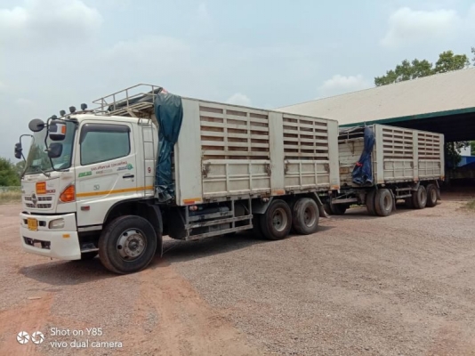 ขาย HINO 344 พ่วงแม่ลูก กระบะเหล็กสามมิตร ไม่ดั๊ม รถปี 56 รถมี 2 พ่วง