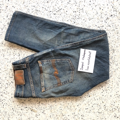 กางเกงยีนส์  Nudie Slim Jim Org. Greenish Worn ผลิตประเทศอิตาลี (ราคาเต็ม 8,xxx บาท)