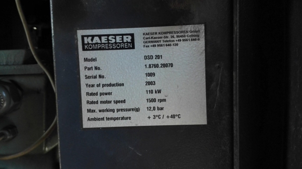 เครื่องปั้มลมสกรูเยอรมัน KAESER KOMPRESSOREN GERMANY ขนาด 60 HP และ 150 HP (มี 2 ชุด) ไฟ 380V