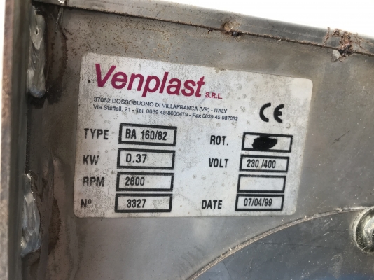 ขายโบลเวอร์ดูด-เป่าอากาศ Venplast 0.5HP. 380V made in Italy โครง+ใบสแตนเลส สภาพสวย หมุนนิ่ม พร้อมใช้งาน ขายโบลเวอร์ดูด-เป่าอากาศ Venplast 0.5HP. 380V made in Italy โครง+ใบสแตนเลส สภาพสวย หมุนนิ่ม พร้อมใช้งาน