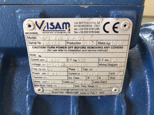 มอเตอร์สั่น-เขย่า VISAM 0.68HP made in italy พร้อมใช้งานสภาพดี