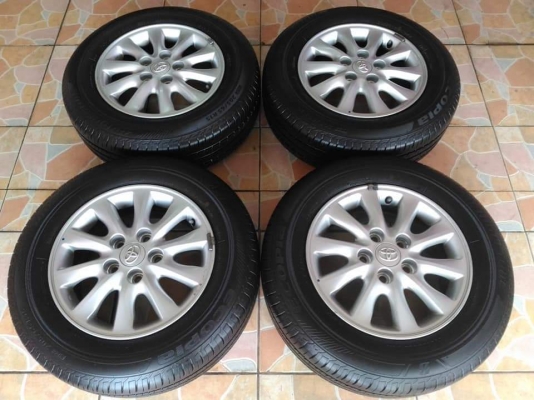 ล้อแม็ก Toyota Innova ขอบ 15*6,ET45,5h114.3 พร้อมยาง Bridgestone Ecopia EP300  205/65R15 ผลิตปี 2017(ลงพื้น 2019) สภาพพร้อมใช้งาน ขายถูกๆ ทั้งชุด 6900.- เทิร์นได้ ใส่ฟรี รับบัตร ส่งทั่วไทย