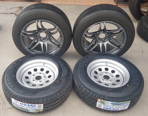 ขายล้อกะทะผ่าขอบ14 5รูยางใหม่ พร้อมล้อMR2 COSMIS ขอบ17