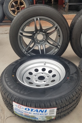 ขายล้อกะทะผ่าขอบ14 5รูยางใหม่ พร้อมล้อMR2 COSMIS ขอบ17