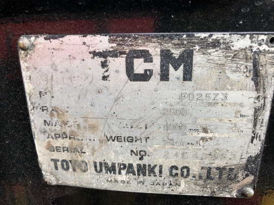 TCMฟอร์คลิฟต์ เสาสูง4เมตร เครื่องIsuzu สีสวย พร้อมใช้งาน