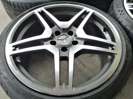 ล้อ AMG style6 ขอบ19 หน้า 8.5 นิ้ว +32 หลัง 9.5 นิ้ว +32 สภาพใหม่ เพิ่งทำสีมาใหม่ พร้อมยางหน้า Achilles 245 35 19 ปี17 ยางหลัง Michelin 245 35 19 ปลายปี16 ดอกเต็ม ใช้ยาว ราคาไม่แพง