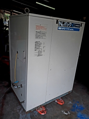 ปั๊มลมลูกสูบแบบตู้เก็บเสียงHITACHI OILFREE 15Hp เก่าญี่ปุ่น