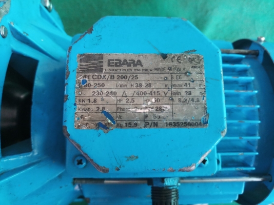 ปั๊มน้ำ ยี่ห้อ EBARA made in Italy ขนาดมอเตอร์ 2.5 Hp ไฟสามเฟส 380V ตัวปั๊มสแตนเลส ขนาดท่อน้ำเข้าออก 1.5 นิ้ว สภาพเดิมๆ ใช้งานได้ดีปกติ ปั๊มน้ำ ยี่ห้อ EBARA made in Italy ขนาดมอเตอร์ 2.5 Hp ไฟสามเฟส 380V ตัวปั๊มสแตนเลส ขนาดท่อน้ำเข้าออก 1.5 นิ้ว สภาพเดิมๆ ใช้งานได้ดีปกติ