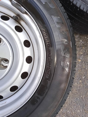 ล้อกะทะขอบ15ยางพอใช้ ของดันลอป215/70/15ปี18(3เส้น)ปี16(1เส้น) ยกชุด.3200