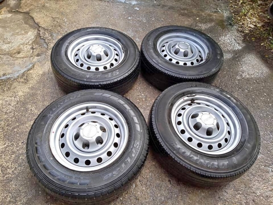 ล้อกะทะขอบ15ยางพอใช้ ของดันลอป215/70/15ปี18(3เส้น)ปี16(1เส้น) ยกชุด.3200