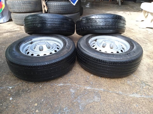 ล้อกะทะขอบ15ยางพอใช้ ของดันลอป215/70/15ปี18(3เส้น)ปี16(1เส้น) ยกชุด.3200