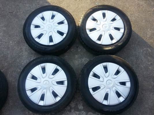 กะทะมิราจ14 4รู100 + ยาง Dunlop 165/65/14 ปี12 ป้ายแดง