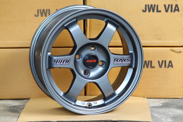 ล้อใหม่ขอบ15 TE37 4รู100 กว้าง7 ออฟ38 สีเทากัลเมทาลิค เหมือนแท้