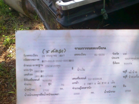 ขาย..รถบรรทุก TOYOTA DYNA 3000 จำนวน 70 แรงม้า รถมีทะเบียน ลดราคา พิเศษจาก 85,000 บาท.