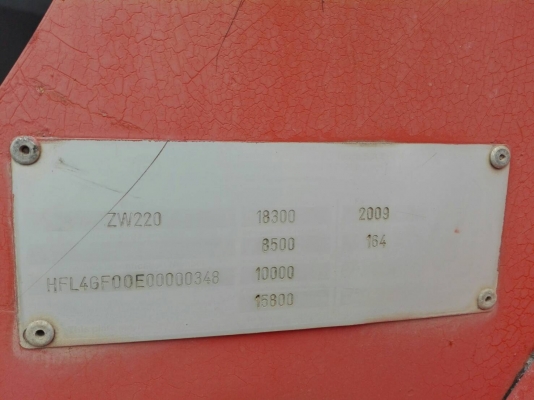 ขายรถตักล้อยางHITACHI ZW220 เอกสารเล่มทะเบียนราคา 1,500,000