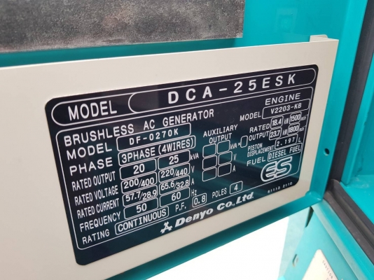 มาใหม่ มือ2 เก่าญี่ปุ่น เครื่องปั่นไฟ DENYO  DCA-25ESK DCA-13ESY  092-929-9942 ธีรเทพ