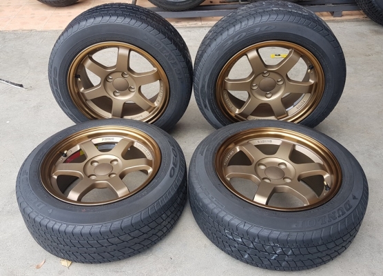 ล้อใหม่TE37ขอบ15 4รู100 พร้อมยางเปอร์เช็น 4 ล้อ