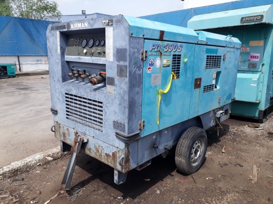 ปั้มลม AIRMAN : PDS390S ปี2006 7บาร์ พร้อมฐานล้อ นำเข้าตรงยกชุดจากญี่ปุ่นครับ