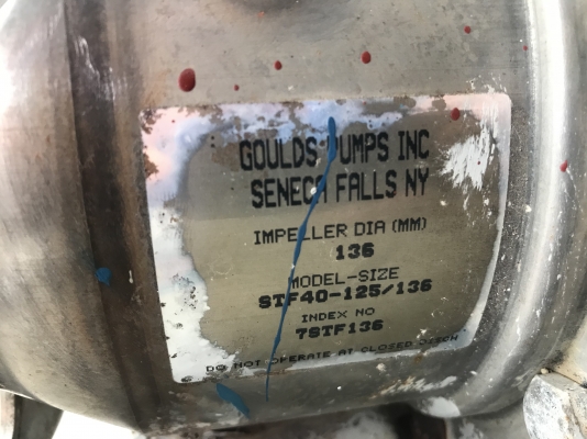 ขายปั๊มน้ำหอยโข่งหัวปั๊มสแตนเลส Goulds Pump made in USA แรงดันสูง ทนการกัดกร่อนสูง พร้อมมอเตอร์ Mitsubishi 5HP. 380V 2900rpm. ขนาดเข้า 2.5นิ้ว ออก 2นิ้ว สภาพสวย หมุนนิ่ม พร้อมใช้งาน
