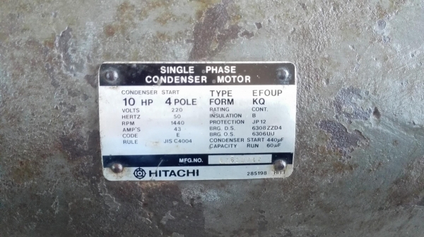 มอเตอร์ไฟบ้านฮิตาชิ_HITACHI ขนาด 10 HP 1440 RPM 220V ใช้ไฟบ้าน 2 สาย สภาพเดิมๆวิ่งนิ่มพร้อมใช้ มอเตอร์ไฟบ้านฮิตาชิ_HITACHI ขนาด 10 HP 1440 RPM 220V ใช้ไฟบ้าน 2 สาย สภาพเดิมๆวิ่งนิ่มพร้อมใช้