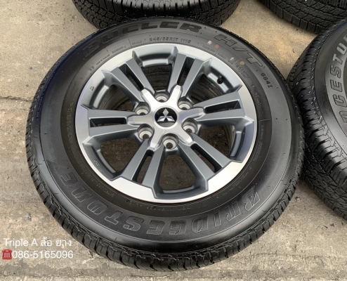 ล้อแม็กป้ายแดง Mitsu Triton 2019 ขอบ 17 สีเทาหน้าเงา พร้อมยางป้ายแดง 245-65-17 Bridgestone รถออกปี 19