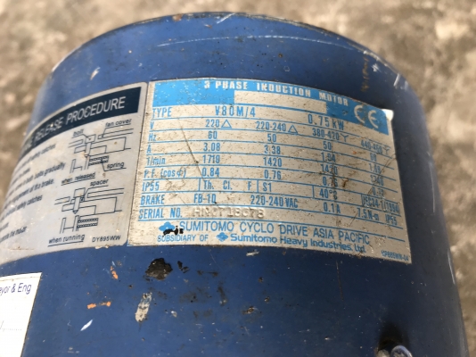 ขายมอเตอร์เกียร์ Cycro drive Sumitomo made in Japan อัตราทด 1:11 มีระบบเบรคในตัว เพลาออกประมาณ 130รอบต่อนาที สภาพสวยเดิมๆ หมุนนิ่ม พร้อมใช้งาน