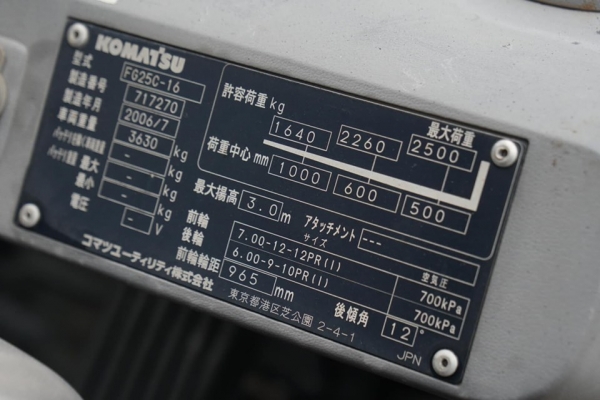 Komatsu FG25-16 ขนาดยก2.5ตัน เสายกสูง3เมตร เครื่องยนต์เบนซิล ไม่เคยใช้งานในไทย