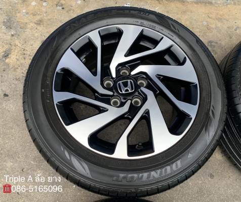 ล้อแม็ก Honda Civic FC ขอบ16 สีดำหน้าเงา พร้อมยาง 215-55-16 Dunlop ปี 17