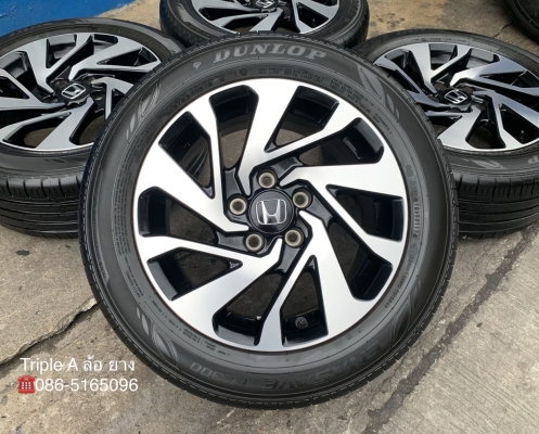 ล้อแม็ก Honda Civic FC ขอบ16 สีดำหน้าเงา พร้อมยาง 215-55-16 Dunlop ปี 17