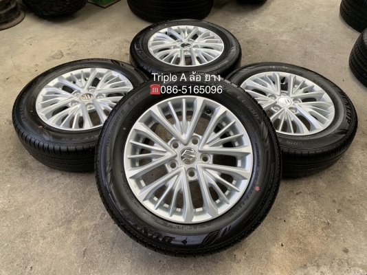 ล้อแม็กป้ายแดง Suzuki Ertiga ขอบ 15 พร้อมยางป้ายแดง 185-65-15 Dunlop ปี 19 แม็กสวย ตุ่มชัด