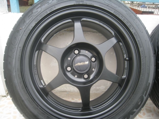 ขายล้อแม็ก buddy club p1 15"x6.5"  4/100  et40  + ยางปี10 (081-3747940)