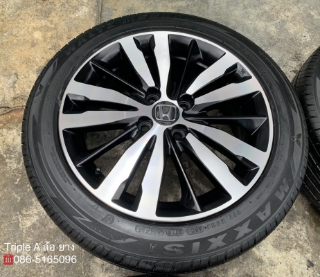 ล้อแม็ก Honda Jazz GK ขอบ16 สีดำหน้าเงา พร้อมยาง 185-55-16 Maxxis ปี 18 แม็กสวย ยางตุ่มเป้งๆ