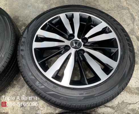 ล้อแม็ก Honda Jazz GK ขอบ16 สีดำหน้าเงา พร้อมยาง 185-55-16 Maxxis ปี 18 แม็กสวย ยางตุ่มเป้งๆ
