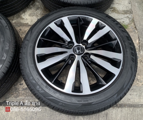 ล้อแม็ก Honda Jazz GK ขอบ16 สีดำหน้าเงา พร้อมยาง 185-55-16 Maxxis ปี 18 แม็กสวย ยางตุ่มเป้งๆ