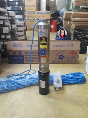 ปั๊มดูดน้ำบาด ปั๊มน้ำซับเมิส โซล่าเซลล์  Dc ZB-4SS90v. 750วัตต์