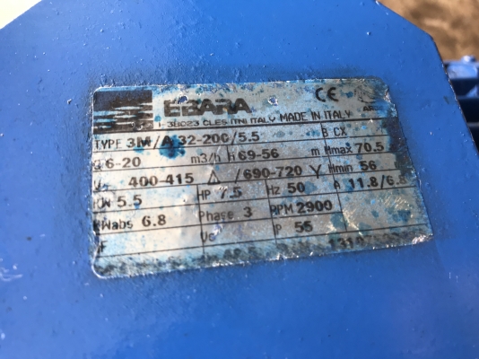 ขายปั๊มน้ำหอยโข่งหัวปั๊มสแตนเลส Ebara 7.5HP. 380V made in Italy ขนาดเข้า 2นิ้ว ออก 1.5นิ้ว รุ่นแรงดันสูงส่งไกล สภาพเดิมๆ หมุนนิ่ม พร้อมใช้งาน