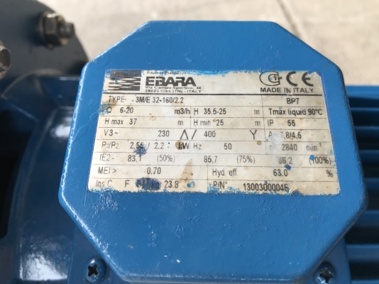 ขายปั๊มน้ำหอยโข่งหัวปั๊มสแตนเลส Ebara 3HP. 380V made in Italy ขนาดเข้า 2นิ้ว ออก 1.2นิ้ว สภาพสวยเดิมๆ หมุนนิ่ม พร้อมใช้งาน ราคา 8,200 บาท ขายปั๊มน้ำหอยโข่งหัวปั๊มสแตนเลส Ebara 3HP. 380V made in Italy ขนาดเข้า 2นิ้ว ออก 1.2นิ้ว สภาพสวยเดิมๆ หมุนนิ่ม พร้อมใช้งาน ราคา 8,200 บาท