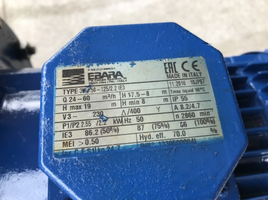 ขายปั๊มน้ำหอยโข่งหัวปั๊มสแตนเลส Ebara 3HP. 380V made in Italy ขนาดเข้า 2.5นิ้ว ออก 2นิ้ว สภาพสวยเดิมๆ หมุนนิ่ม พร้อมใช้งาน ราคา 8,500 บาท