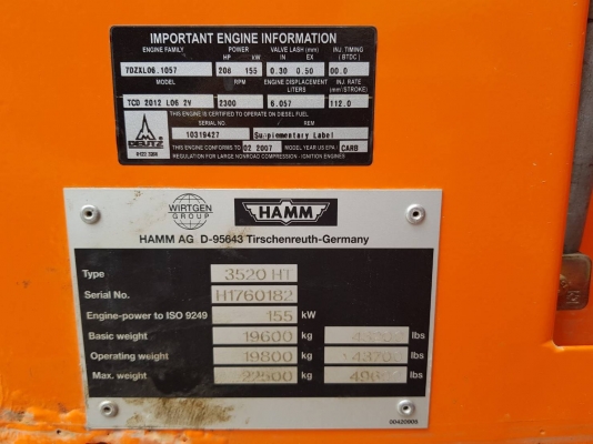20ตัน HAMM 3520 made in Germany ปี2007 2,600ชม. 092-929-9942 ธีรเทพ 20ตัน HAMM 3520 made in Germany ปี2007 2,600ชม. 092-929-9942 ธีรเทพ