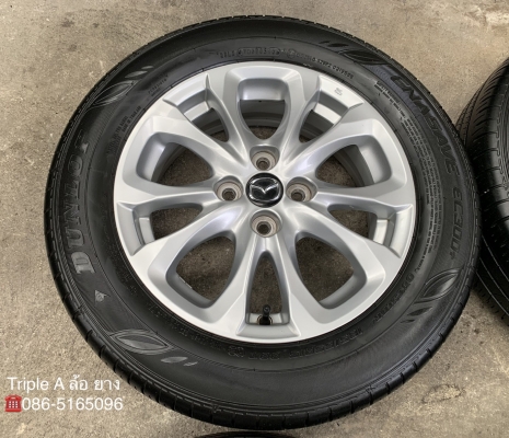 ล้อแม็ก Mazda 2 ขอบ 15 สีบอร์น พร้อมยาง 185-65-15 Dunlop ปี 16 สภาพดี