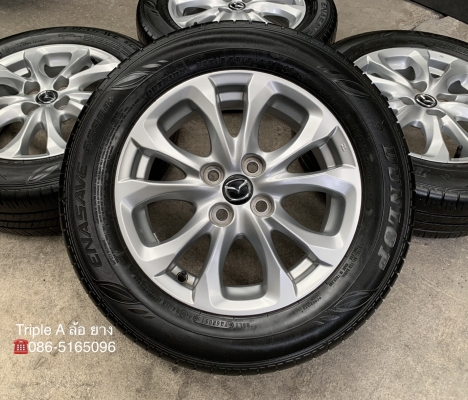 ล้อแม็ก Mazda 2 ขอบ 15 สีบอร์น พร้อมยาง 185-65-15 Dunlop ปี 16 สภาพดี