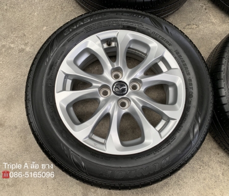 ล้อแม็ก Mazda 2 ขอบ 15 สีบอร์น พร้อมยาง 185-65-15 Dunlop ปี 16 สภาพดี