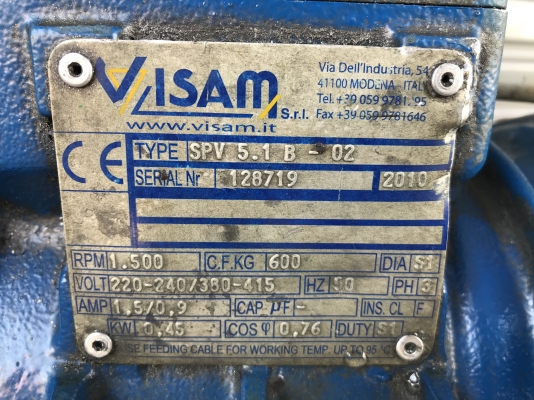 ขายมอเตอร์สั่น-เขย่า Visam 0.45Kw. 380V made in Italy สภาพสวย หมุนนิ่ม สั่นแรง พร้อมใช้งาน