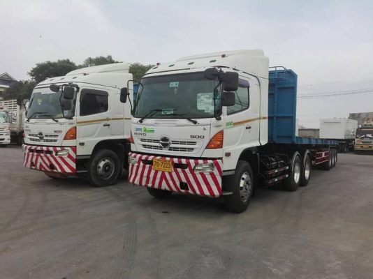 Hino S500 เครื่อง 380 แรง ปี 55 สิบล้อหัวลากพร้อมหางพื้นเรียบอู่พนัส สามเพลา ยาว 12.50 เมตร รถสวยเดิ
