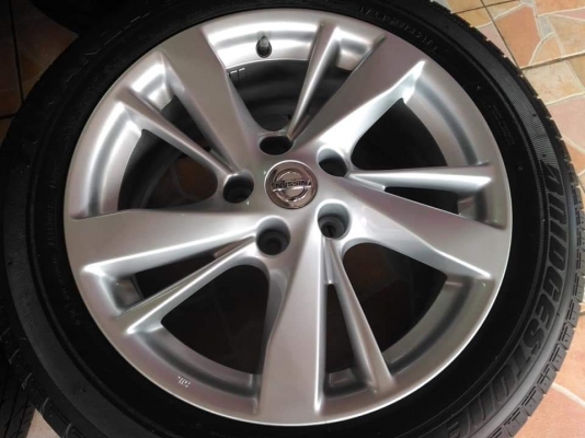 ล้อแม็ก Nissan Teana ขอบ 17 พร้อมยาง Bridgestone Turanza ER33  215/55R17 ผลิตปี 2018 ขายถูกๆ ทั้งชุด 18900.- /ใส่ฟรี รับเทิร์น รับบัตรเครดิตทุกธนาคาร ส่งได้ทั่วไทย