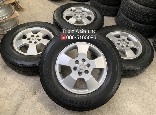 ล้อแม็ก 6รู114 Nissan Navara ขอบ 16 (ตัวเตี้ย) พร้อมยางป้ายแดง 205R16 Bridgestone ปี 18