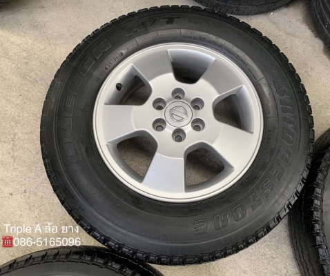 ล้อแม็ก 6รู114 Nissan Navara ขอบ 16 (ตัวเตี้ย) พร้อมยางป้ายแดง 205R16 Bridgestone ปี 18