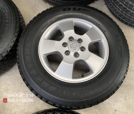 ล้อแม็ก 6รู114 Nissan Navara ขอบ 16 (ตัวเตี้ย) พร้อมยางป้ายแดง 205R16 Bridgestone ปี 18